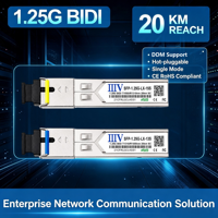 Módulo Transceptor Óptico SFP BIDI 1.25G 20KM SC 1310/1550nm Tx/Rx SM, Compatible con RoHS, CE, FCC, Proyecto de Red, DDM