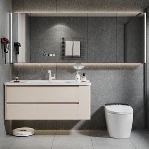 New <b>smart</b> heat-bent integrated basin ceramic basin storage <b>mirror</b> cabinet washbasin cabinet - Product Image 6