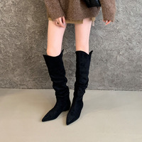 Bottines western pour femmes, à bout pointu, à tige basse, avec doublure en peau de mouton - Design Joker du Nouvel An