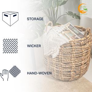 ตะกร้าเก็บของอเนกประสงค์จากผักตบชวา ราคาถูก ขายดี เป็นมิตรกับสิ่งแวดล้อม  งานสานมือธรรมชาติ สำหรับจัดเก็บเสื้อผ้า - Product Image 2
