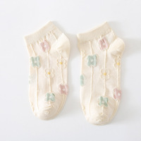 Nouvelles chaussettes bateau pour femmes, style coréen, à petites fleurs 3D, collection printemps-été, série de couleurs macaron, courtes et unies