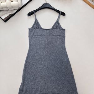 Women V Neck <b>Spaghetti</b> <b>Strap</b> Knit Mini Dress Casual Sleeveless Bodycon Summer Dress - Product Image 2