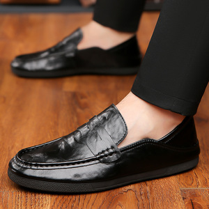 Chaussures en cuir à enfiler pour hommes, mocassins noirs à semelle souple, chaussures de mariage formelles pour adultes - Product Image 3