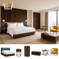 Modernes Hotel-Schlafzimmer-Möbelset Maßgefertigtes Bett Kleiderschrank TV-Schrank Nachttisch und Gepäckablage für Gästezimmer-Projekte