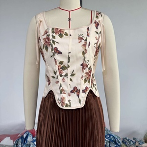 Camisole Printed Waisted Vest High Waisted Half Body Pleated Skirt Women's 2 Piece <b>Set</b> Fashion - Product Image 6