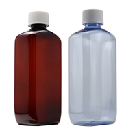 Bouteilles carrées en PET ambré bleu de 500 ml avec bouchons à vis, emballage liquide pour liquides oraux, boissons nutritionnelles