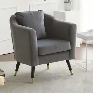 Cadeira de braço de casamento com sofá único moderno estofado de veludo com design elegante de alta qualidade