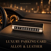 YUEHANGTC Plaque de stationnement temporaire de luxe pour voiture en alliage et cuir, avec cache de confidentialité à une pression