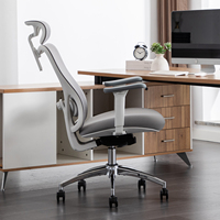 Anji Vente en gros Chaise d'ordinateur grise à dossier haut Chaise ergonomique en maille avec appui-tête Support lombaire réglable Chaise de bureau d'ordinateur