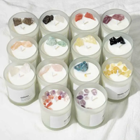 Bougies de cire de soja parfumées d'aromathérapie de luxe avec marque privée spirituelle en cristal de guérison pour le matériel de cire d'abeille Diwali