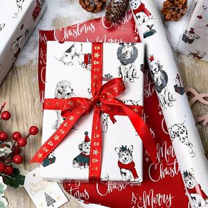 Christmas <b>Wrapping</b> <b>Paper</b> Red and white double-sided <b>wrapping</b> <b>paper</b> Christmas puppy <b>wrapping</b> <b>paper</b> pet <b>wrapping</b> <b>paper</b> - Product Image 2