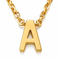 Collier en acier inoxydable plaqué or 18 carats avec pendentif alphabet 26 lettres, chaîne délicate, vente en gros de bijoux haut de gamme