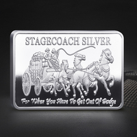 Moneda Conmemorativa Wagon, Cuadrada, Plateada, Medallón de la Abolidión en Plata y Oro, Moneda Extranjera Anómala