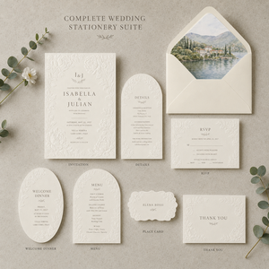 Cartoline di Nozze di Lusso con Motivi Floreali in Rilievo, Bordo a Peonia in Rilievo Cieco, Biglietti Informativi per Matrimonio Personalizzati con Taglio Sagomato - Product Image 3