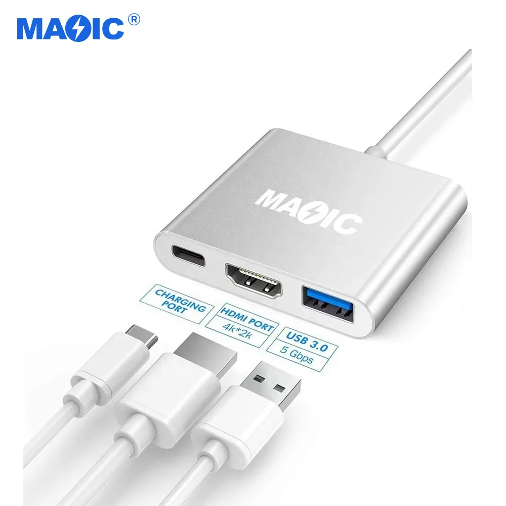 Promotion Premium OEM 3 in 1 USB Type C HUB Adapter Cable to 1080P 4K HDMI+USB 3 in 1 Converter USB C Docking Station HUB