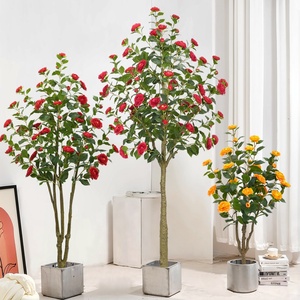Grand camélia vert arbre Simulation décoration de sol de maison avec fausse <span class=keywords><strong>plante</strong></span> de fleur en plastique pour <span class=keywords><strong>Amazon</strong></span> gros ornements en pot - Product Image 4