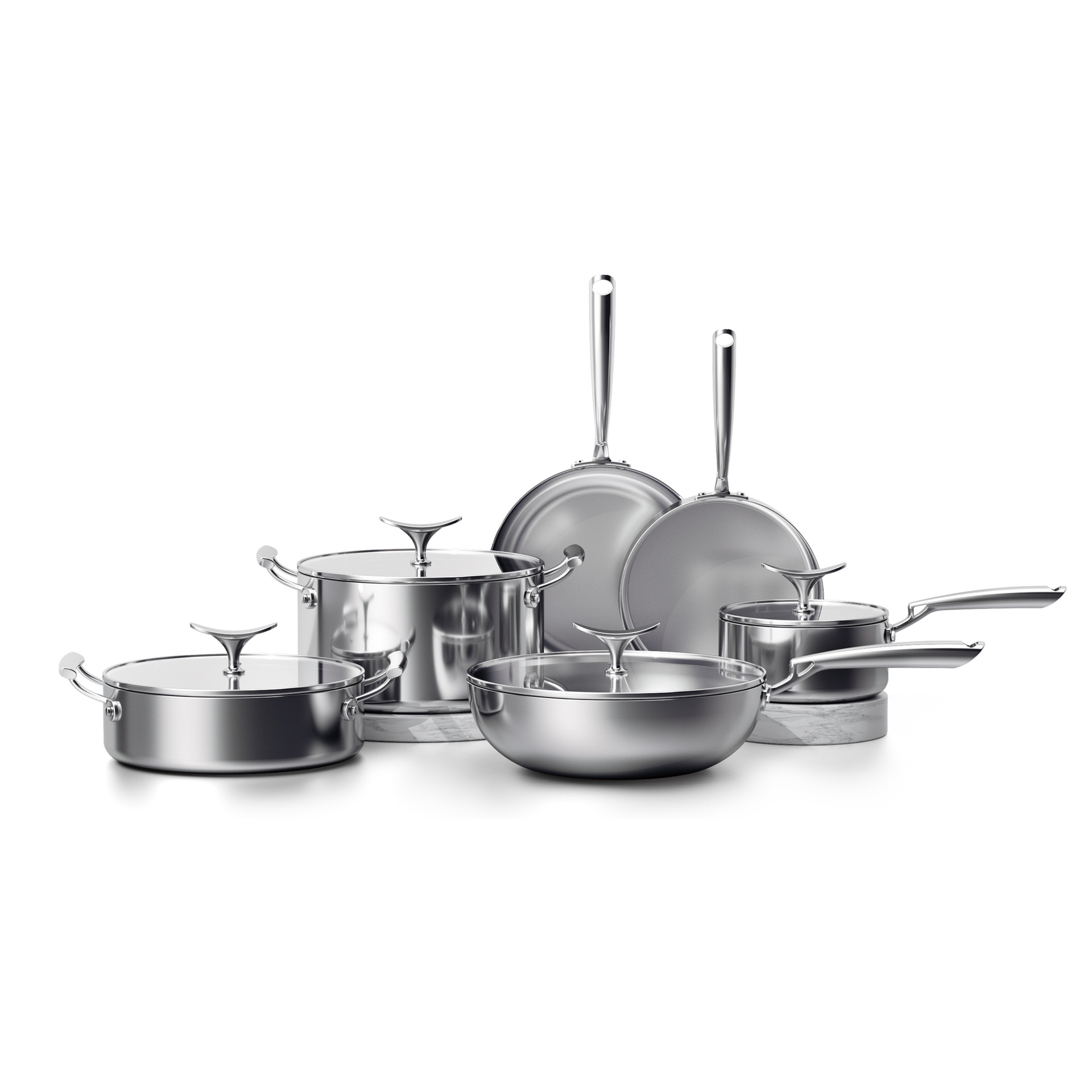 Juego de utensilios de cocina de acero de tres capas de 10 piezas