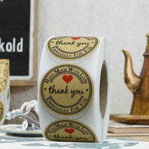 Etiquetas Adhesivas Kraft de Agradecimiento Hybsk, 500 Unidades, 1.5 Pulgadas, Hechas a Mano, con Corazón Rojo, Impresión UV Ecológica para el Hogar - Product Image 5