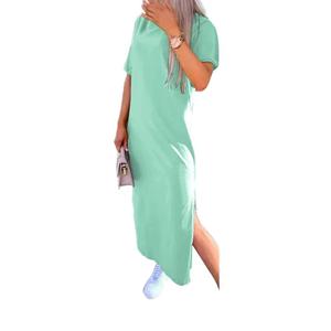Nouvelle <span class=keywords><strong>Robe</strong></span> Longue Décontractée Maxi, T-<span class=keywords><strong>shirt</strong></span> Longue, Tenue d'Intérieur, <span class=keywords><strong>Robe</strong></span> Longue d'Été Sexy Fendue Unie - Product Image 5