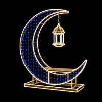 Großer Ramadan-Bogen LED-Lichterkette Dreifache Grüne Kuppel Hängelaterne Sternförmiger Goldrahmen Straßen-Außenfestival-Dekoration IP65