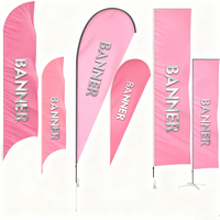Bannière publicitaire de café en plein air imprimée sur mesure Drapeau de plage avec motif de plumes inclus pour les promotions