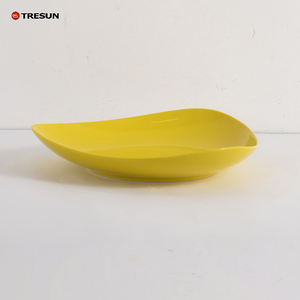 Vajilla de 16, 18, 20 o 24 piezas, utensilios de cocina de color amarillo brillante, platos y tazones de cerámica y porcelana con forma irregular, juego de vajilla. - Product Image 3