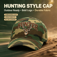Gorra de Béisbol de Camuflaje con Bordado de Ciervo y Pino, Visera Curva Ajustable, para Caza, Camping y Viajes