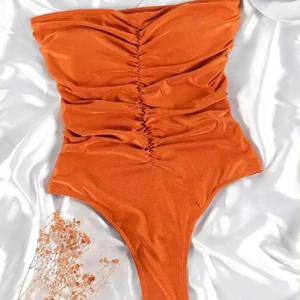 Maillot de bain brésilien sexy pour femme, dernière conception, en polyester et élasthanne, imprimé à bandes croisées, 1 couleur unie/à pois, service OEM, micro-soutien-gorge à bretelles en V - Product Image 3
