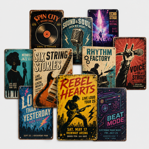Letreros de Metal de Bandas de Rock, Letrero de Hierro Chapado en Oro Retro Vintage, Pintura Decorativa Moderna y Tradicional, Regalos para Fans de los <span class=keywords><strong>Beatles</strong></span>, Panel Decorativo para Bar - Product Image 1