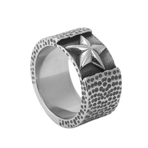 Anillo de Estrella de Acero Inoxidable para Hombre, Estilo Punk Retro Plateado, Diseño Geométrico, Joyería para Fiesta 213003 - Product Image 5