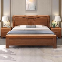 Meubles de chambre à coucher en bois massif de noyer Offre Spéciale Ensemble de lit double avec rangement multifonctionnel au design traditionnel