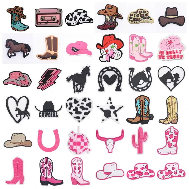 2024 nuovo Design charm per scarpe per zoccoli cappello da Cowboy charm per la decorazione di scarpe stivali da Cowgirl zoccolo fascino all'ingrosso