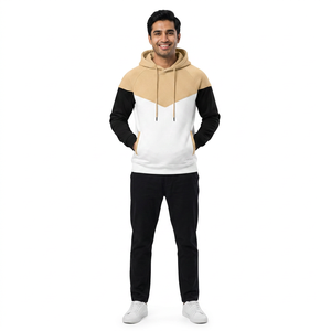 Sweat à capuche à trois tons avec logo personnalisé fabriqué par le fabricant, sweat à capuche pour homme, logo en mousse 3D, sweat à capuche en polaire à bordure coupée - Product Image 1