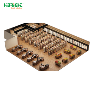 Estanterías de supermercado con acabado de madera, góndolas de exhibición para minoristas, estanterías para pasillos de tiendas de comestibles - Product Image 6