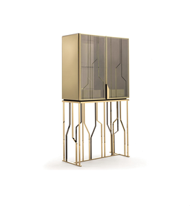 Wooden bar cabinet with intergrated lighting