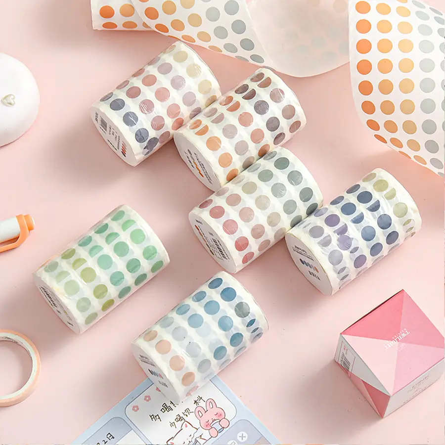 60mmx3 meter Round Die-cut Colorful DIY Scrapbooking Washi Tape Paper Adhesive Dot Stickers