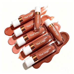 Nude Lip Gloss Liquid <b>Lipstick</b> Satin Lip Tint Moisturizing Glossy Lip Oil <b>Custom</b> Logo Vegan Makeup - Product Image 1