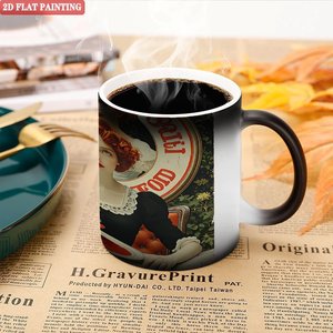 Frosted Black Heat Sensitive Magic Mug 11oz <b>Ceramic</b> Drinking <b>Cup</b> Round Rim Smooth Design - Product Image 4