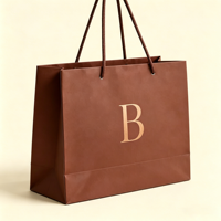 Sac cadeau en papier de luxe imprimé sur mesure avec poignée en ruban, sac de shopping réutilisable pour vêtements et cadeaux, logo et couleur