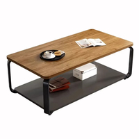 Ensemble de table basse industrielle à 2 niveaux, cadre en acier + plateau en bois, mobilier moderne pour salon, décoration d'intérieur pour petit espace