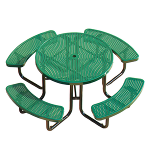 Table de pique-nique rectangulaire en acier pour extérieur, jardin, parc, terrasse, camping, 6 pieds x 8 pieds, avec banc - Product Image 5