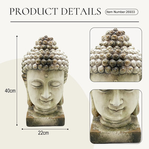 Statue de tête de Bouddha <span class=keywords><strong>Zen</strong></span> antique en magnésie, artisanat vintage, support de présentation pour plantes de jardin extérieur, décoration, fabrication ODM - Product Image 4