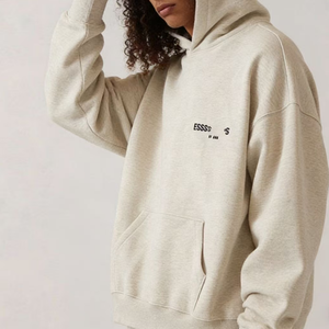 Sudadera con capucha para hombre, de algodón grueso, azul liso, con cordón y estampado de letras, estilo urbano casual, OEM/ODM, personalizada - Product Image 2