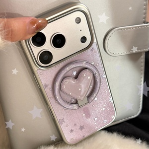 Funda Magnética con Diseño de Estrella y Purpurina para iPhone 17 16 15 Pro Max, TPU y PC, Color Rosa, con Soporte Trasero - Product Image 3