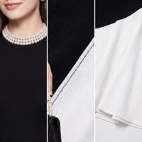 Robe en tricot élégante noire et blanche contrastée sur mesure ODM pour femmes, robe midi asymétrique sans manches à blocs de couleur, vente en gros