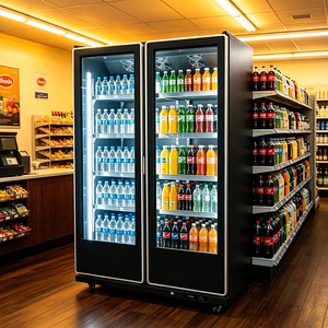 Enfriadores de Bebidas Comerciales Negros de Lujo, Refrigerador Vertical con Doble Puerta de Vidrio para Exhibición, para Restaurantes y Bares - Product Image 5