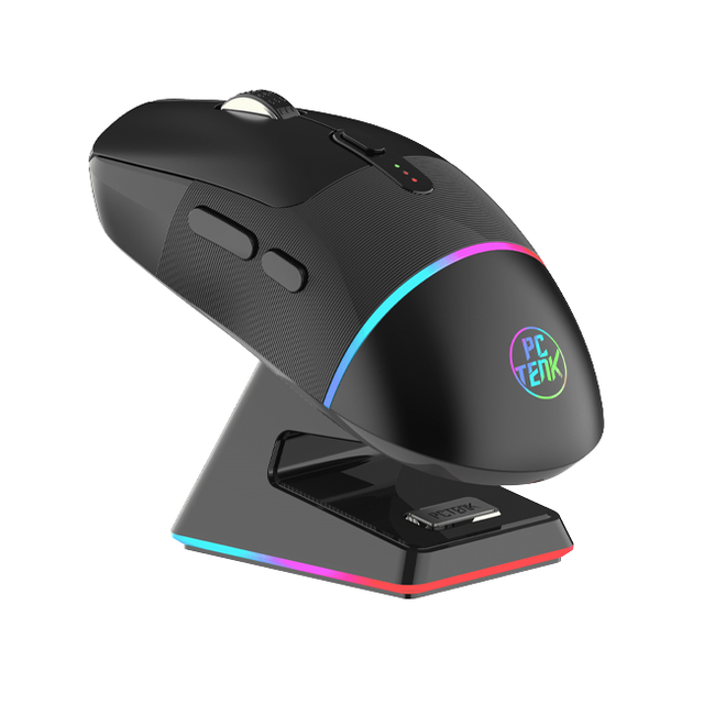 New PC TANK PCTENK XM106B 2.4G+BT5.1+Wired Gaming Mouse 4800DPI RGB Rechargeable 600mAh Type-C for PC Laptop