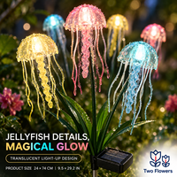 Lampes solaires de jardin en forme de méduse, 6 têtes, multicolores, thème végétal, lampes décoratives d'extérieur pour jardin, allée, patio, fleurs