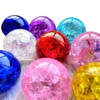 Vente en gros de sphères en verre craquelé colorées et polies, écologiques, pour la décoration de la maison, ornement en cristal, cadeau