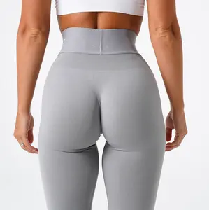 Unique Design OEM Custom tights leggings for women yoga fitness workout Light Grey Sport Seamless Leggings